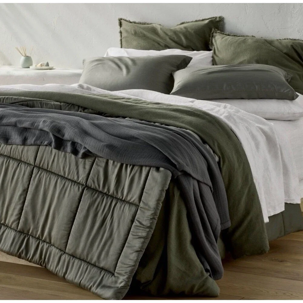 King/California King Rayon from Bamboo Comforter Set Olive Green - Casaluna NEW
